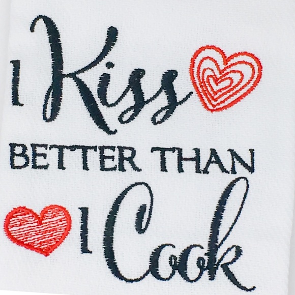 I Kiss Better Than I Cook Embroidered Towel Set - Picture 3 of 8